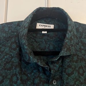 Express Men's Green Floral Shirt